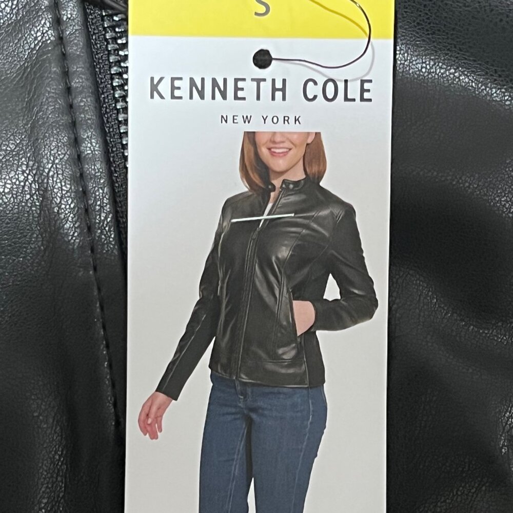 Women's Kenneth Cole Faux Leather Jacket - Black - Size Small - Picture 4 of 9